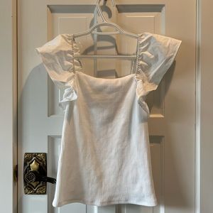 White Ruffle Sleeve Dress Top